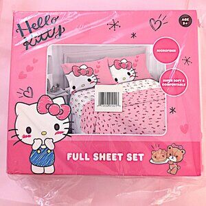 Hello Kitty Full Sheet Set Bedding Kawaii Bedroom Blanket Pillowcase NWT